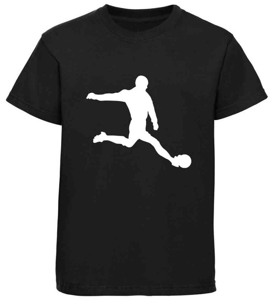 Kinder T-Shirt schießende Fussballer Silhouette